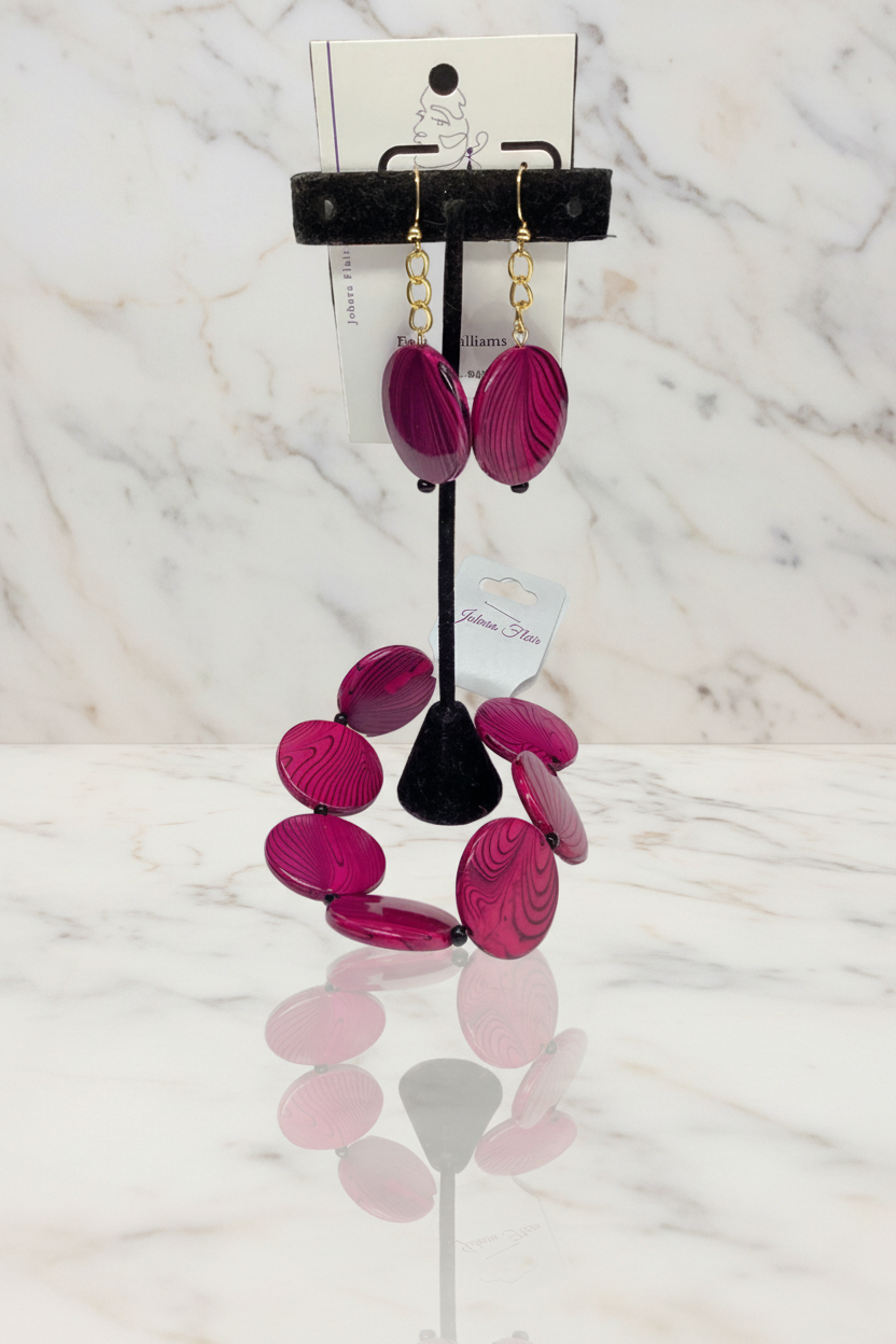 Dark pink spiral earrings
