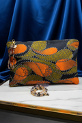 Orange petal clutch bag