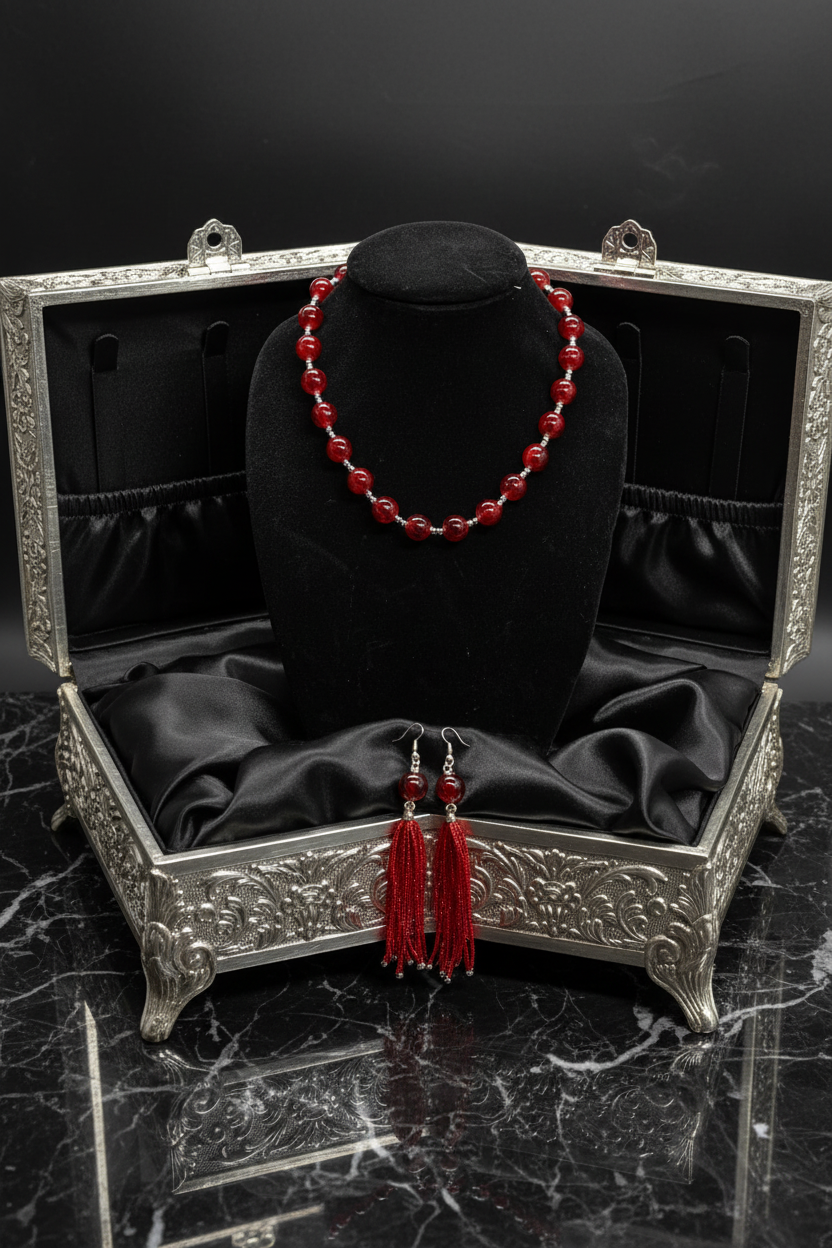 Classy red earring & necklace