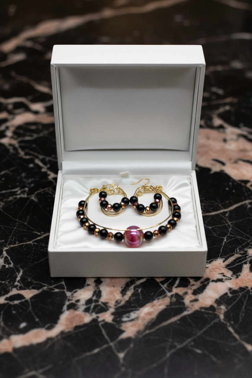 Classy earring and bracelet set