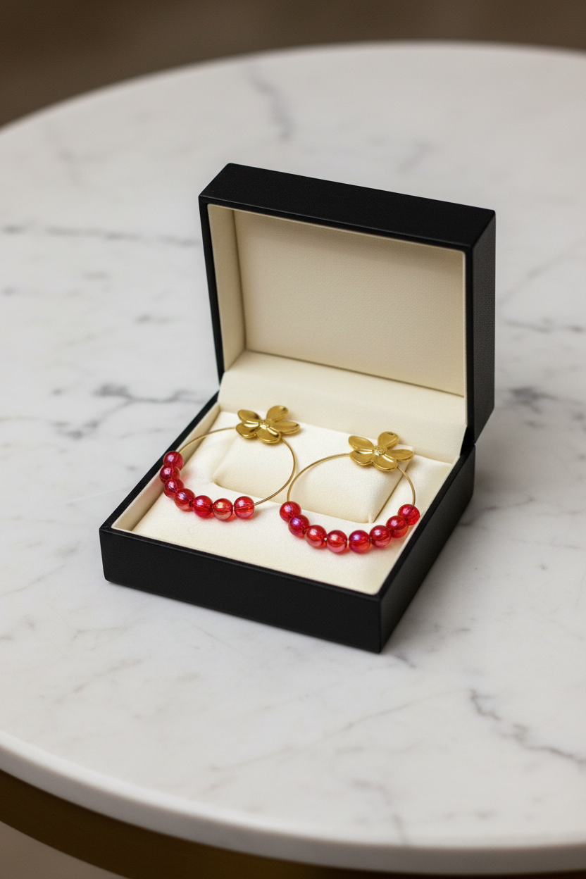 Golden cherry earrings