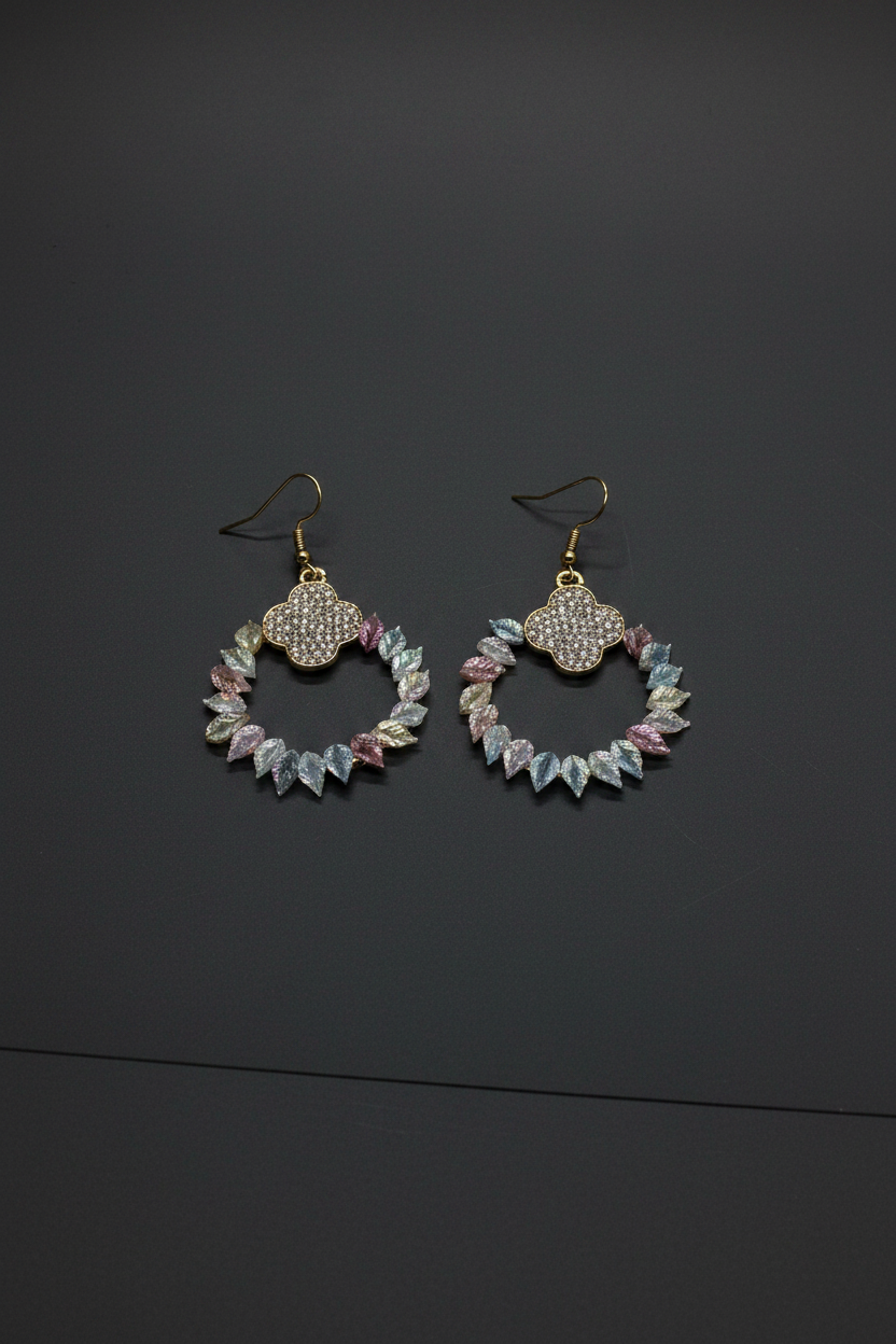 Feathers and gold earrings